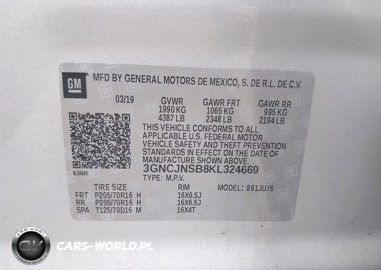 2019 Chevrolet Trax Ls VIN:3GNCJNSB8KL324669 - 9