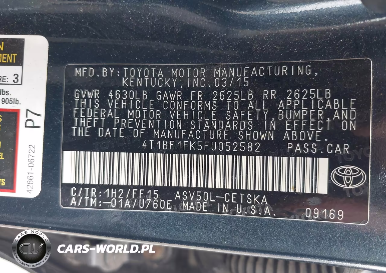 2015 Toyota Camry Se VIN:4T1BF1FK5FU052582 - 9