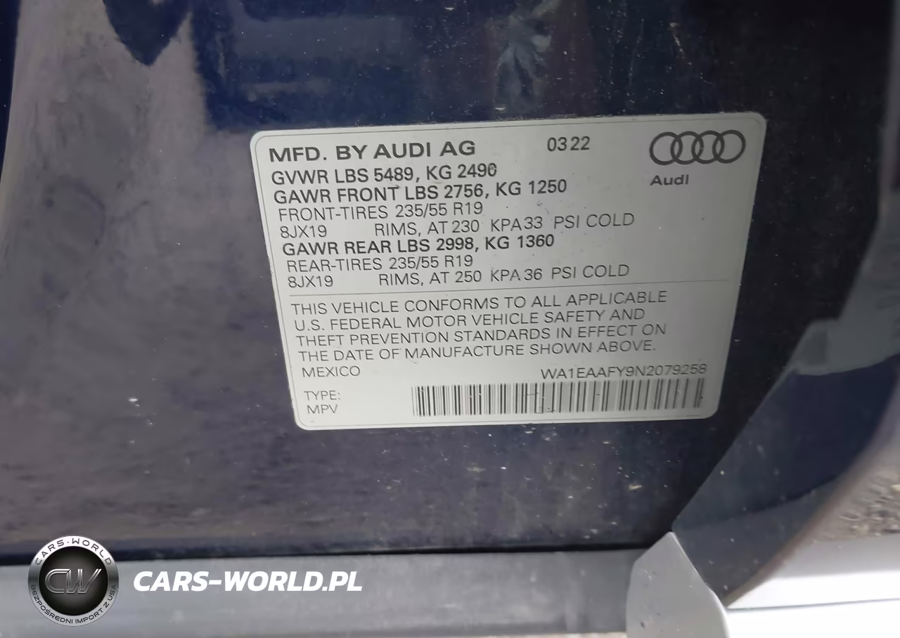 2022 Audi Q5 Premium Plus 45 Tfsi S Line Quattro S Tronic VIN:WA1EAAFY9N2079258 - 9