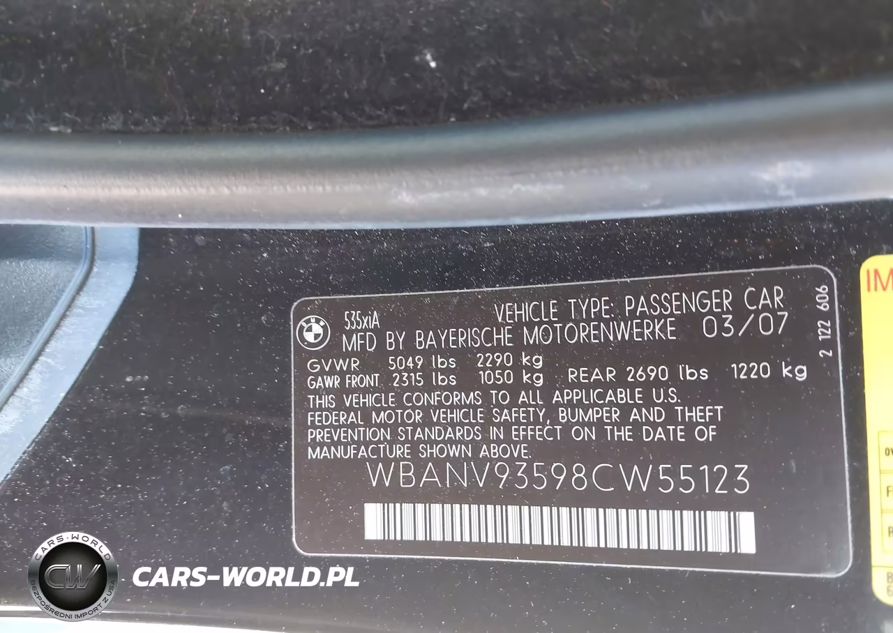 2008 BMW 535Xi VIN:WBANV93598CW55123 - 9