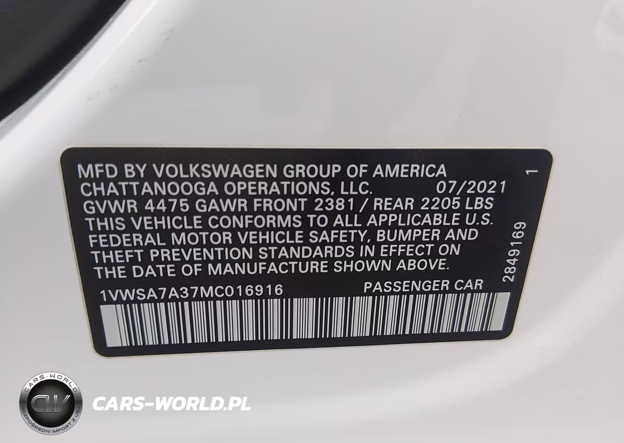2021 Volkswagen Passat 2.0T Se VIN:1VWSA7A37MC016916 - 9