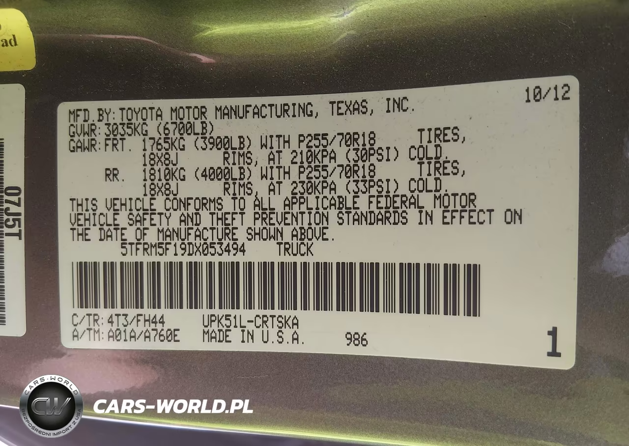 2013 Toyota Tundra Grade 4.6L V8 VIN:5TFRM5F19DX053494 - 9