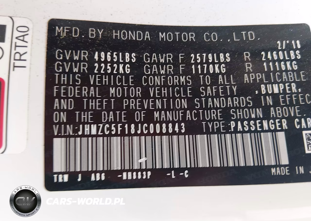 2018 Honda Clarity Plug-In Hybrid VIN:JHMZC5F18JC008843 - 9