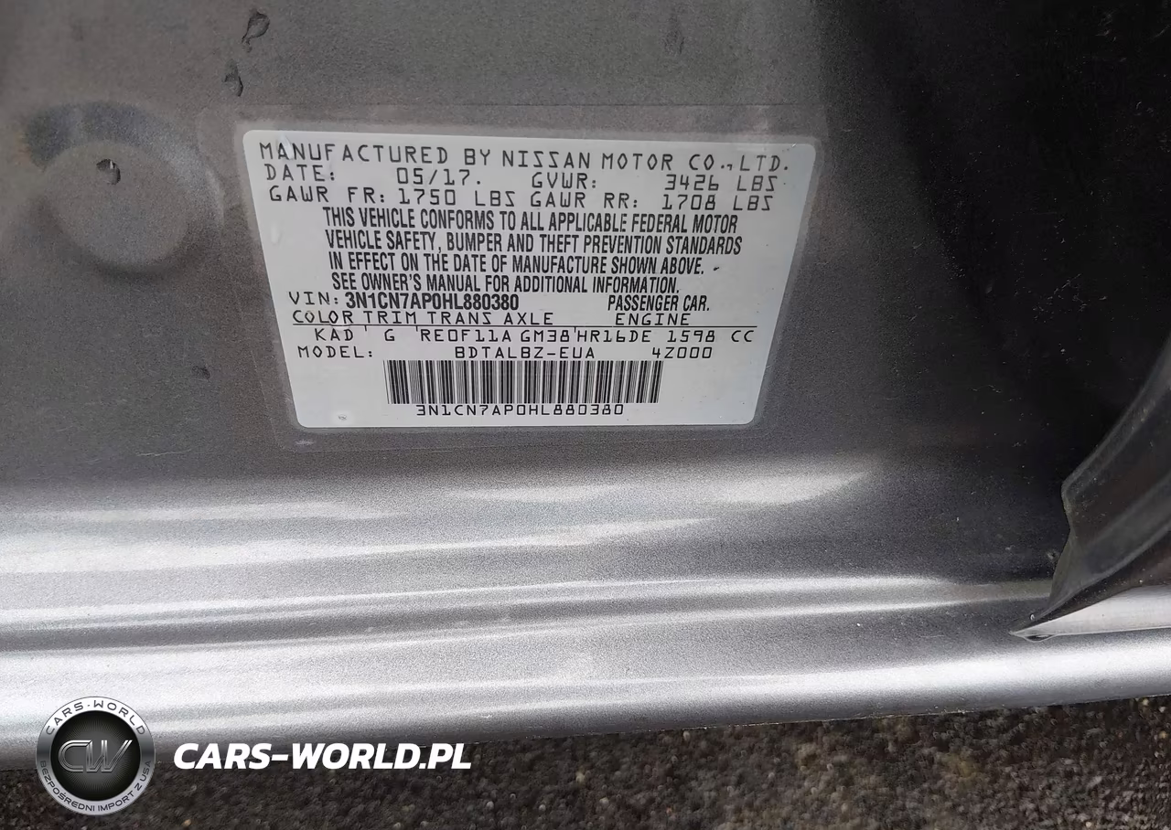 2017 Nissan Versa 1.6 Sv VIN:3N1CN7AP0HL880380 - 9