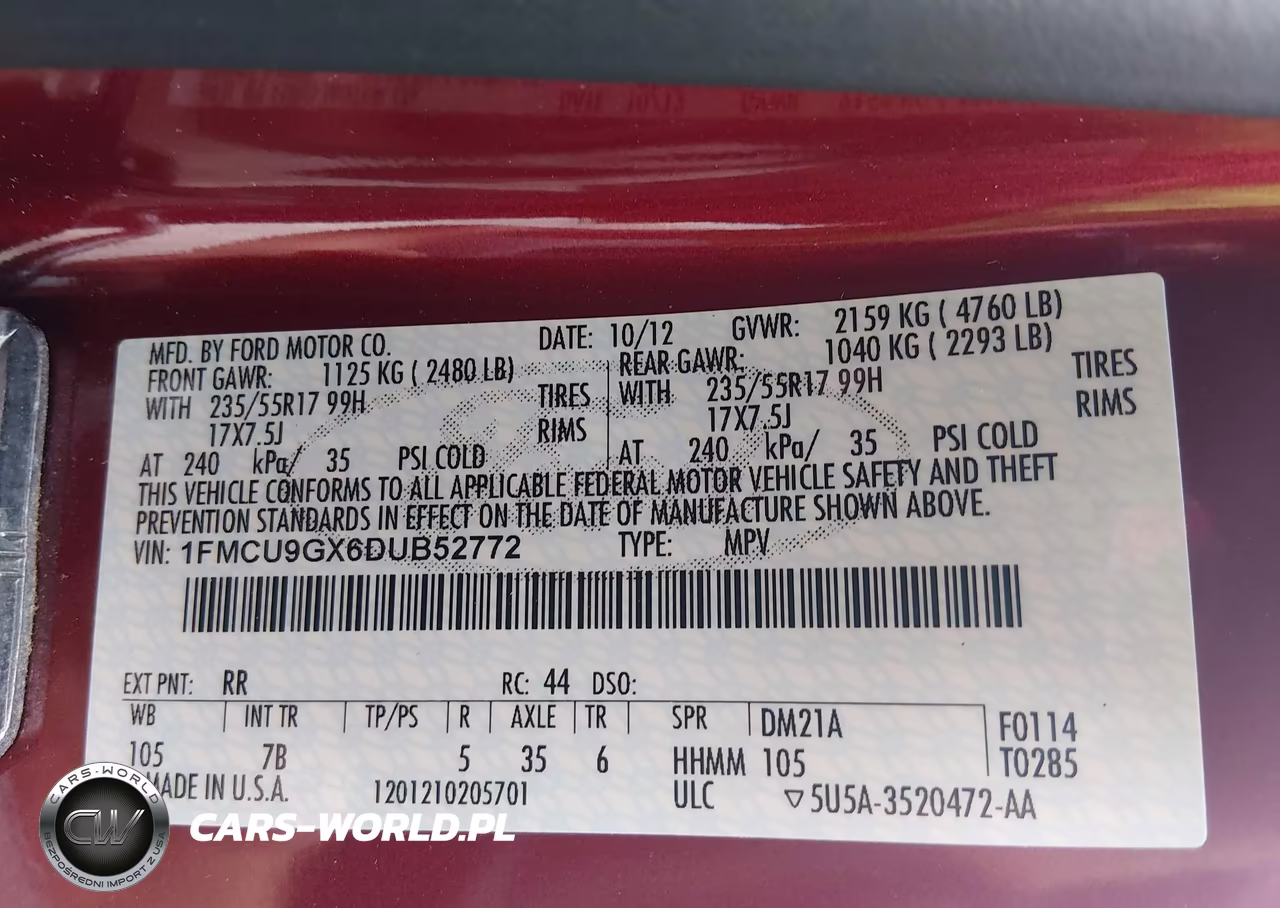 2013 Ford Escape Se VIN:1FMCU9GX6DUB52772 - 9