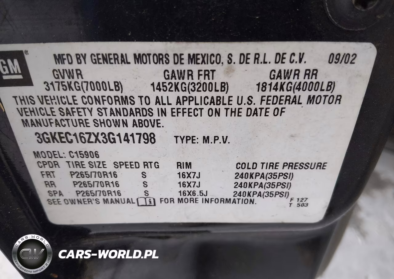 2003 GMC Yukon Xl 1500 Slt VIN:3GKEC16ZX3G141798 - 9