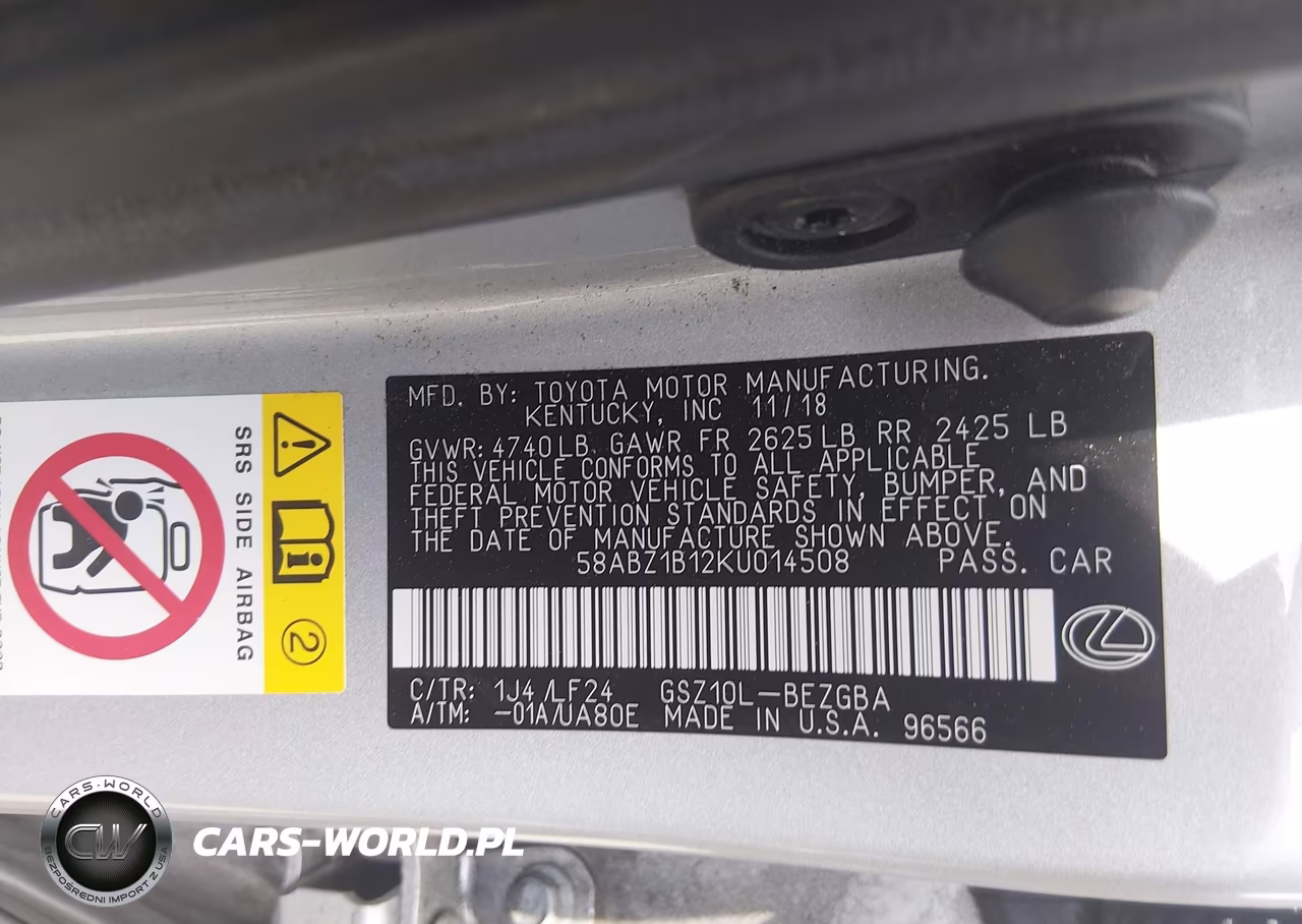 2019 Lexus Es 350 F Sport VIN:58ABZ1B12KU014508 - 9