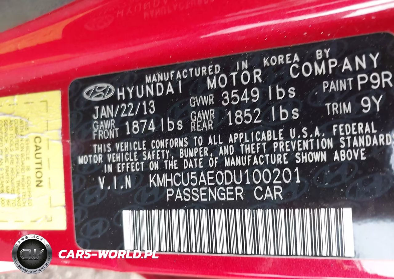 2013 Hyundai Accent Se VIN:KMHCU5AE0DU100201 - 9
