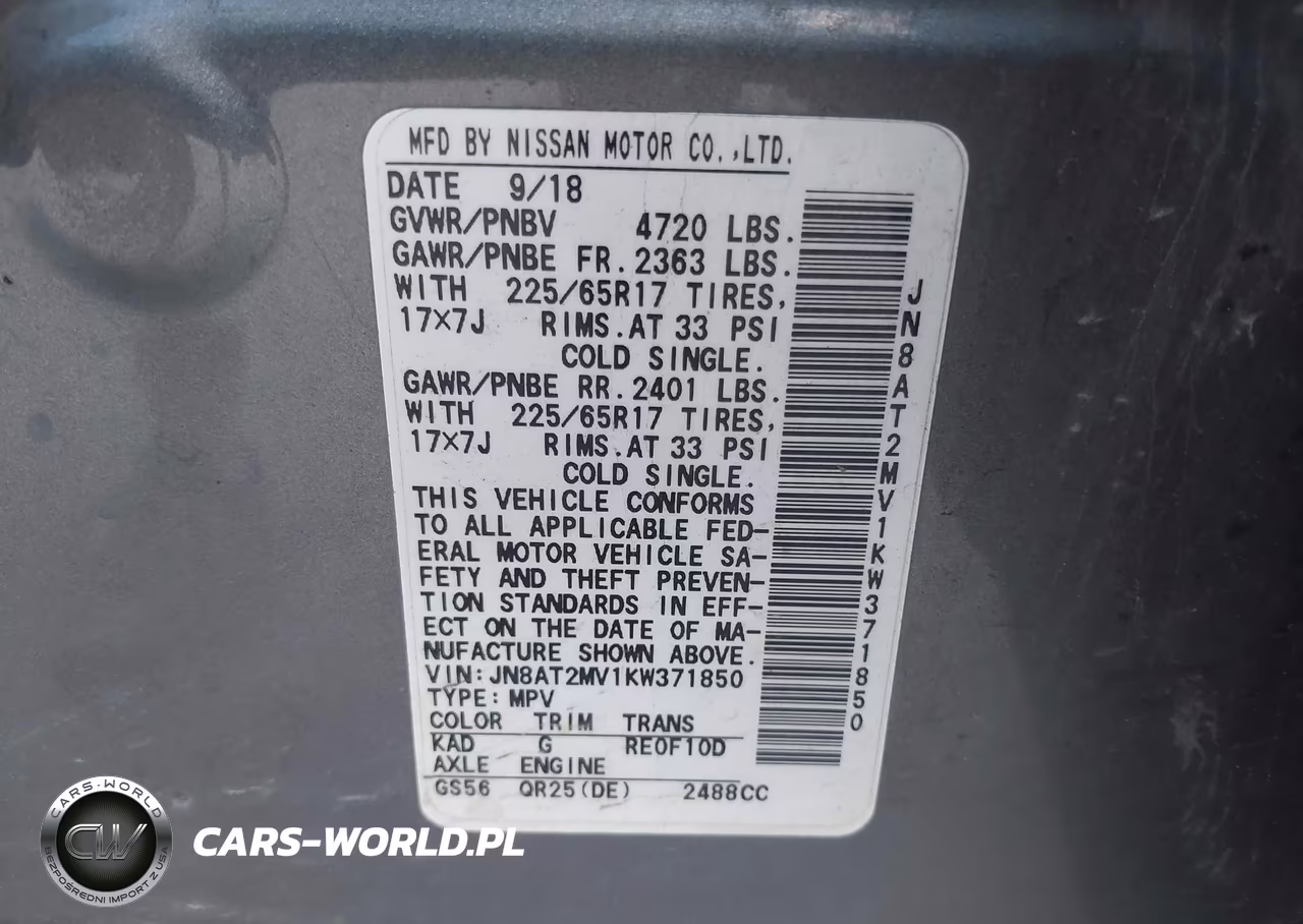 2019 Nissan Rogue Sv VIN:JN8AT2MV1KW371850 - 9