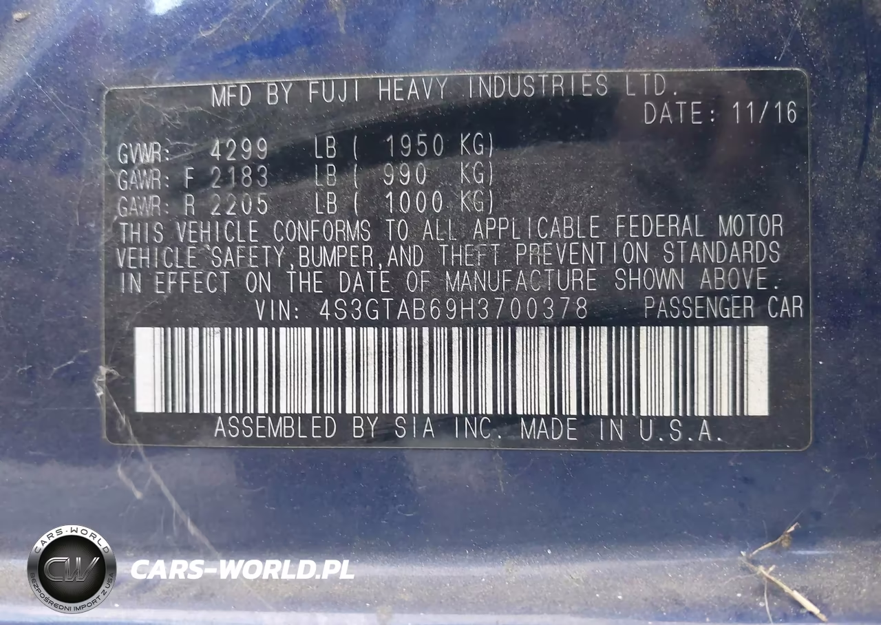 2017 Subaru Impreza 2.0I Premium VIN:4S3GTAB69H3700378 - 9