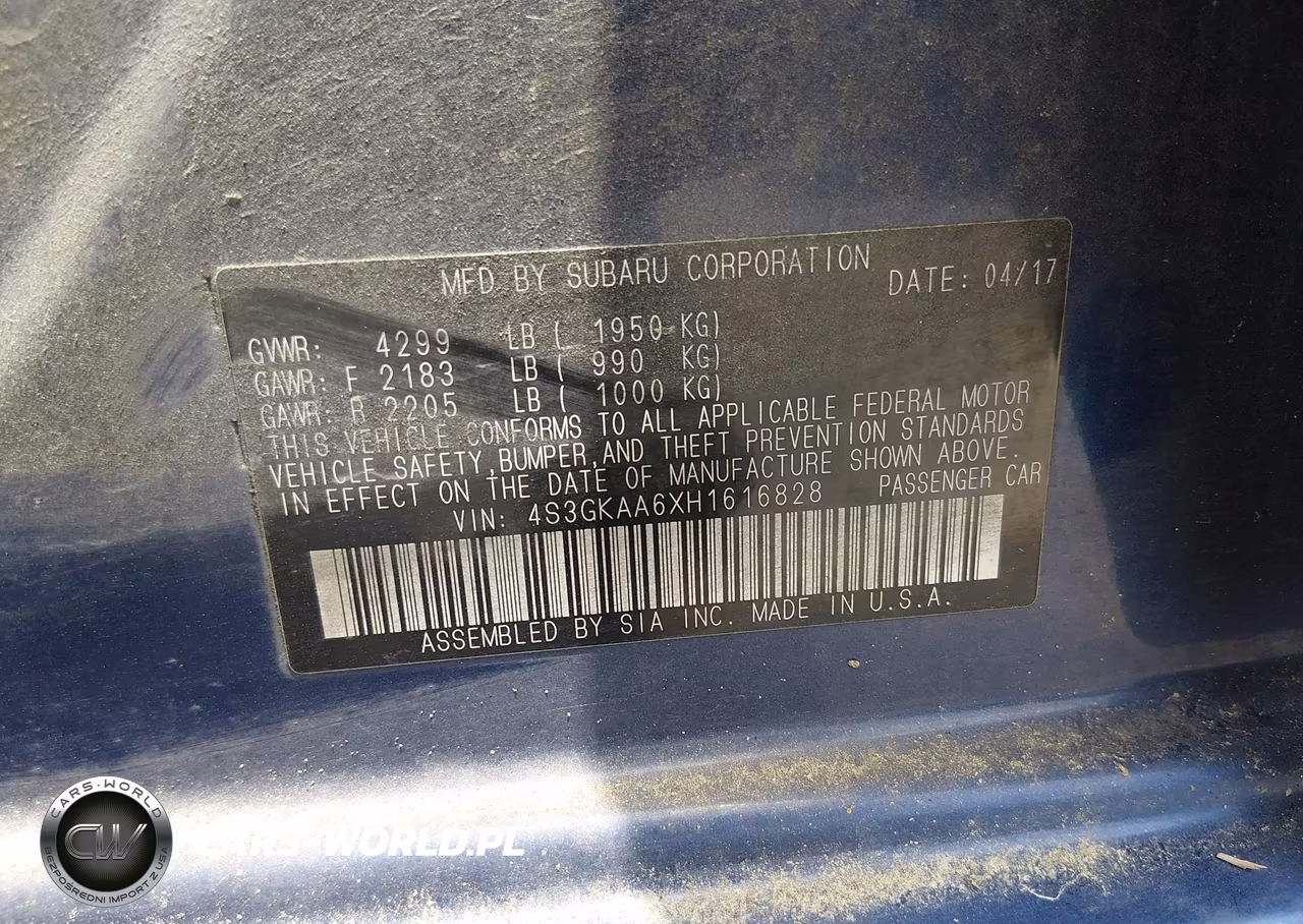2017 Subaru Impreza 2.0I VIN:4S3GKAA6XH1616828 - 9