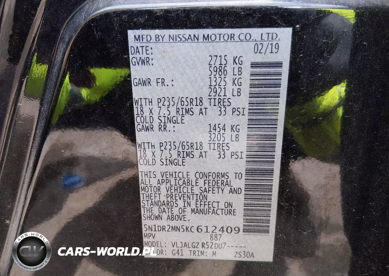 2019 Nissan Pathfinder Sl VIN:5N1DR2MN5KC612409 - 9