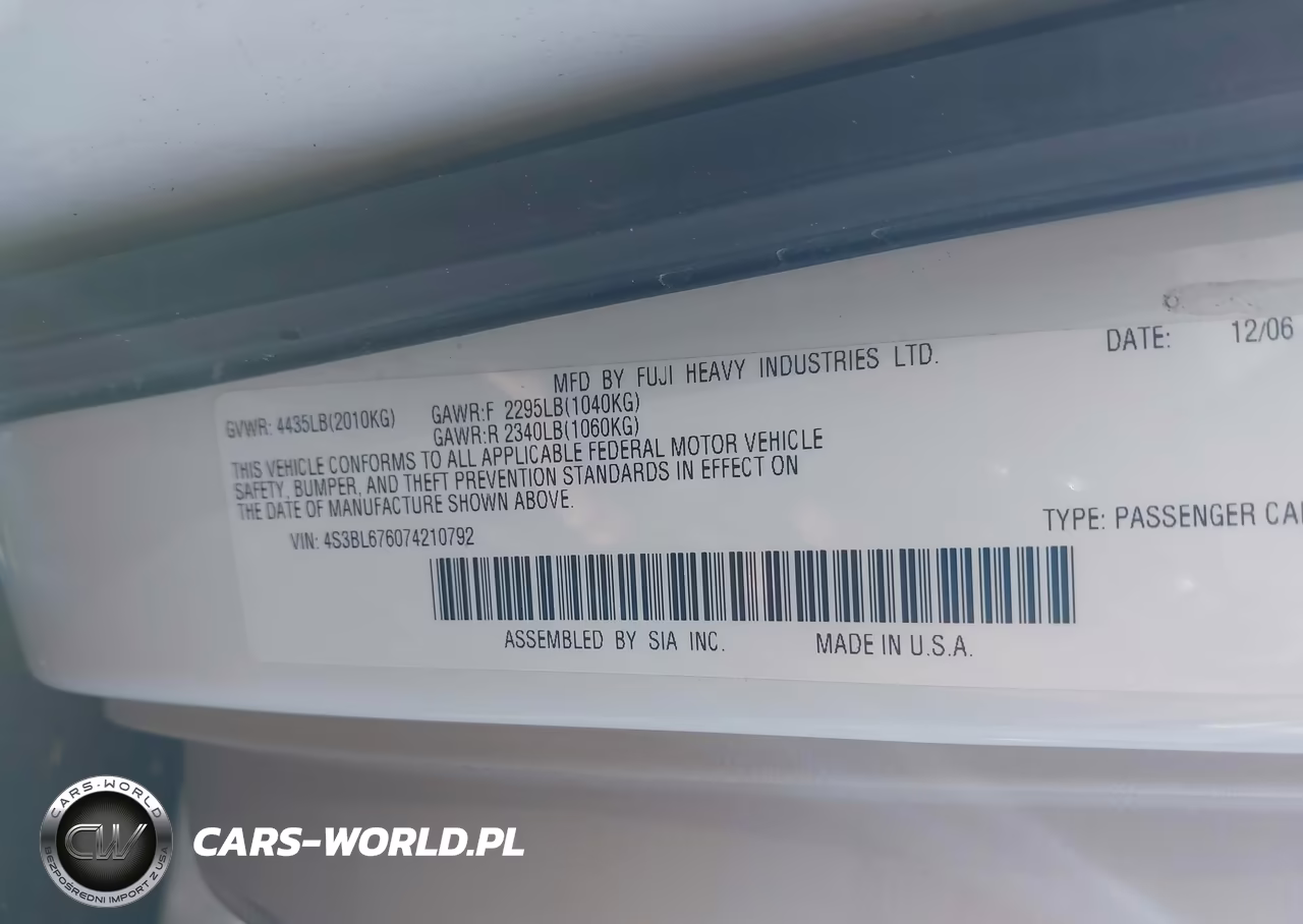 2007 Subaru Legacy 2.5Gt Limited VIN:4S3BL676074210792 - 9
