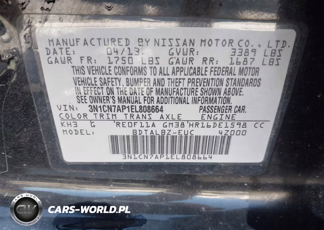 2014 Nissan Versa 1.6 Sv VIN:3N1CN7AP1EL808664 - 9