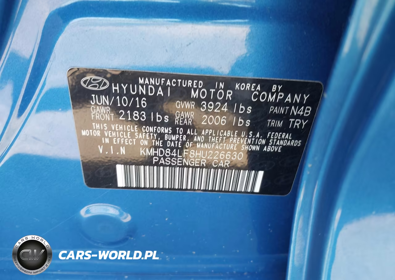 2017 Hyundai Elantra Limited VIN:KMHD84LF8HU226630 - 9