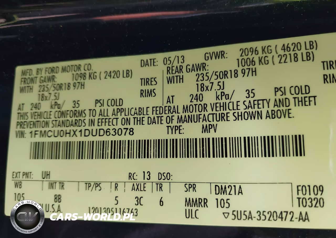 2013 Ford Escape Sel VIN:1FMCU0HX1DUD63078 - 9