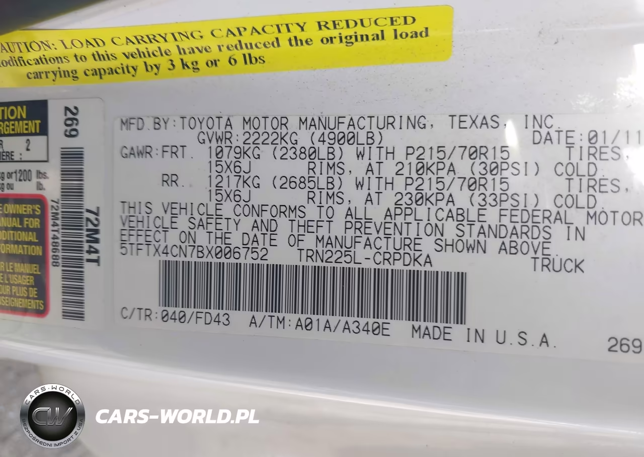 2011 Toyota Tacoma VIN:5TFTX4CN7BX006752 - 9