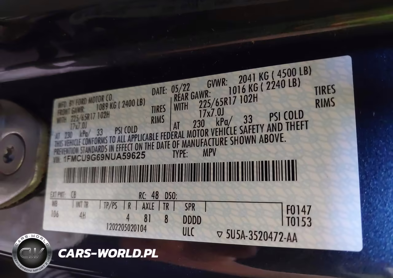 2022 Ford Escape Se VIN:1FMCU9G69NUA59625 - 9