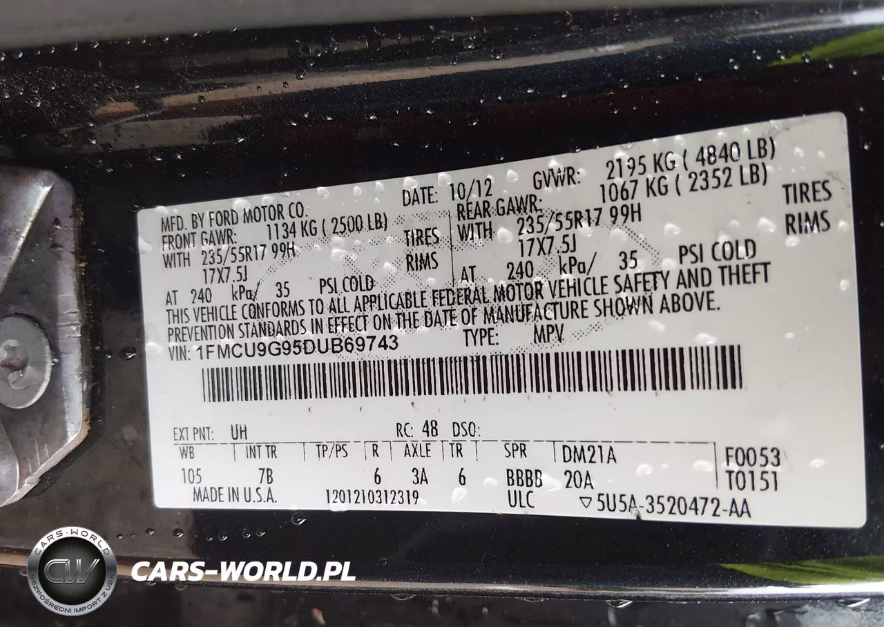 2013 Ford Escape Se VIN:1FMCU9G95DUB69743 - 9
