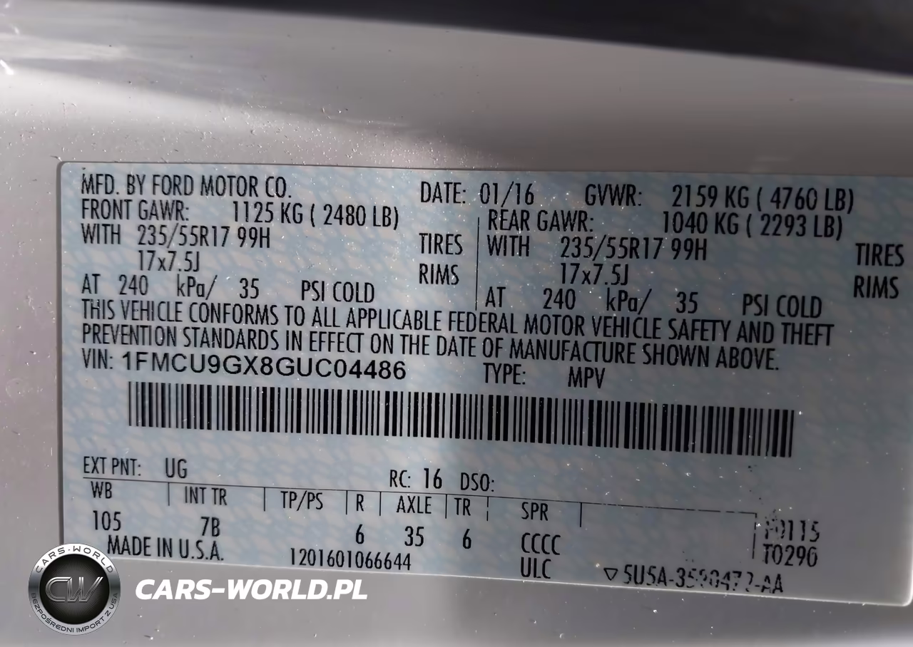 2016 Ford Escape Se VIN:1FMCU9GX8GUC04486 - 9