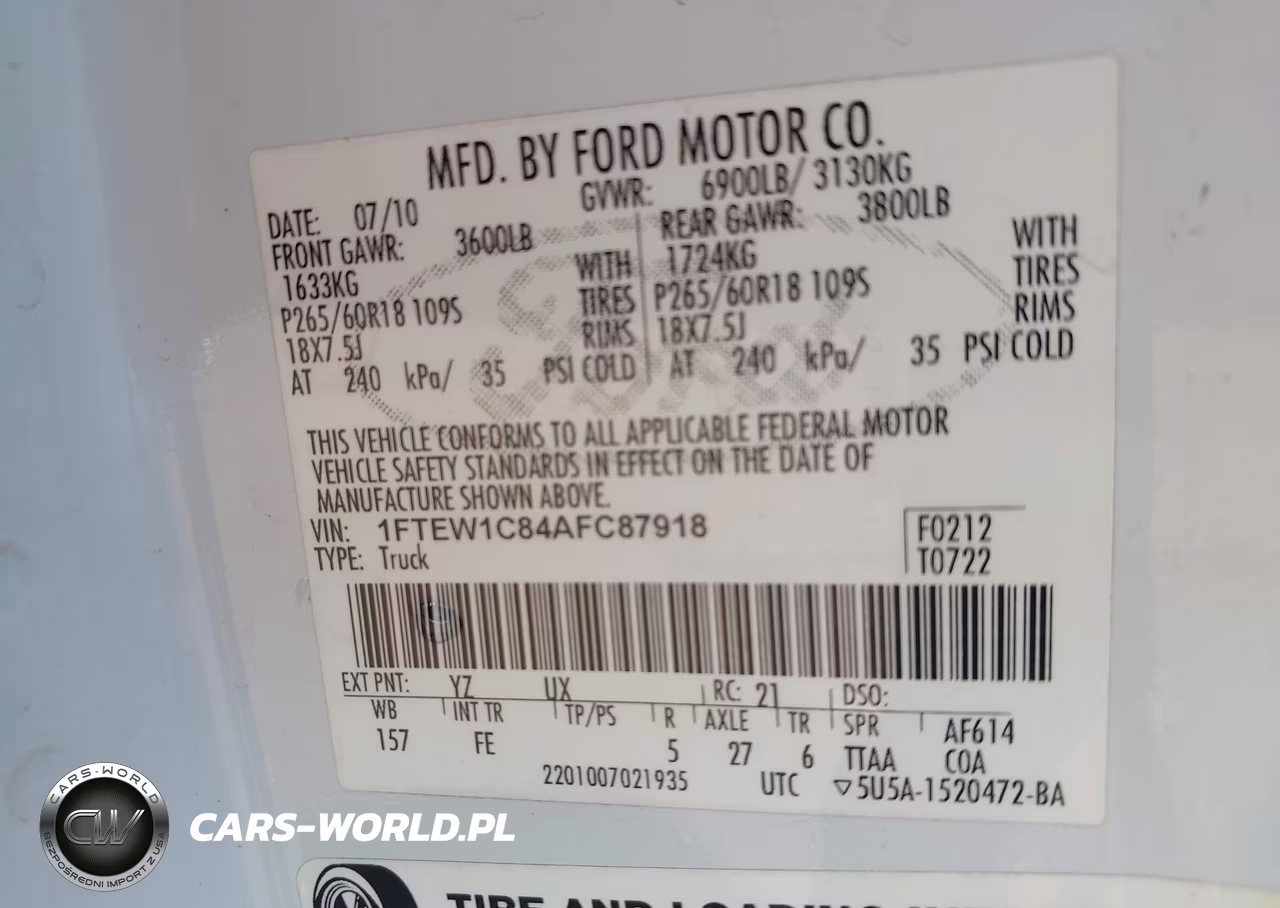 2010 Ford F-150 Xlt VIN:1FTEW1C84AFC87918 - 9