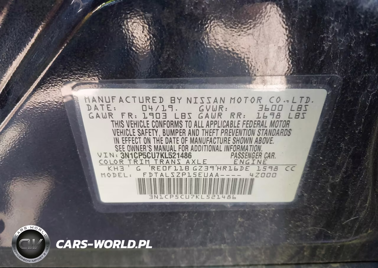 2019 Nissan Kicks Sv VIN:3N1CP5CU7KL521486 - 9