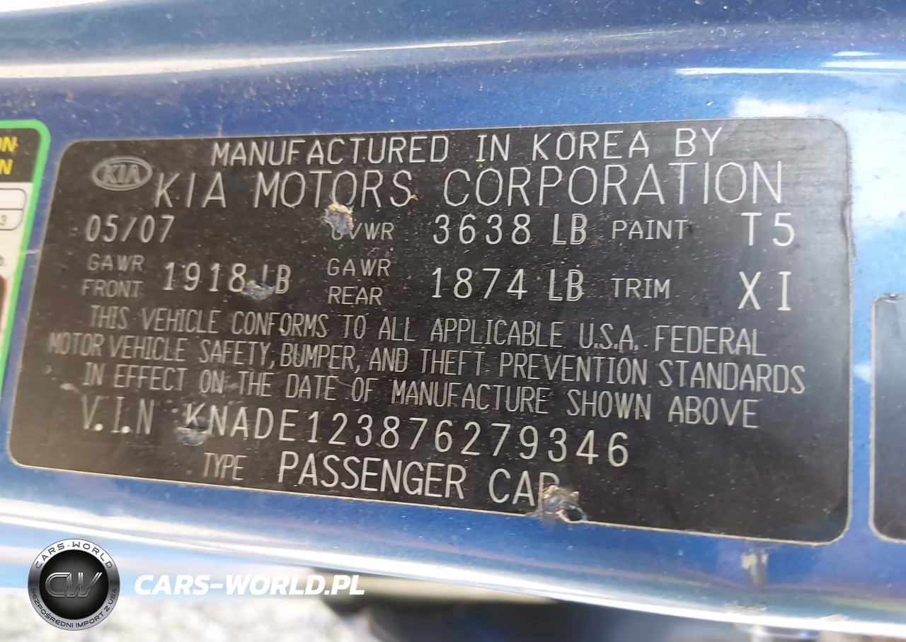 2007 Kia Rio Lx VIN:KNADE123876279346 - 9