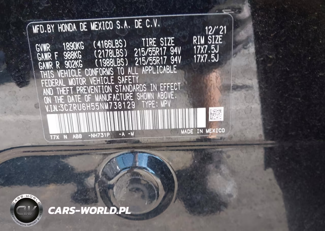 2022 Honda Hr-V Awd Ex VIN:3CZRU6H55NM738129 - 9