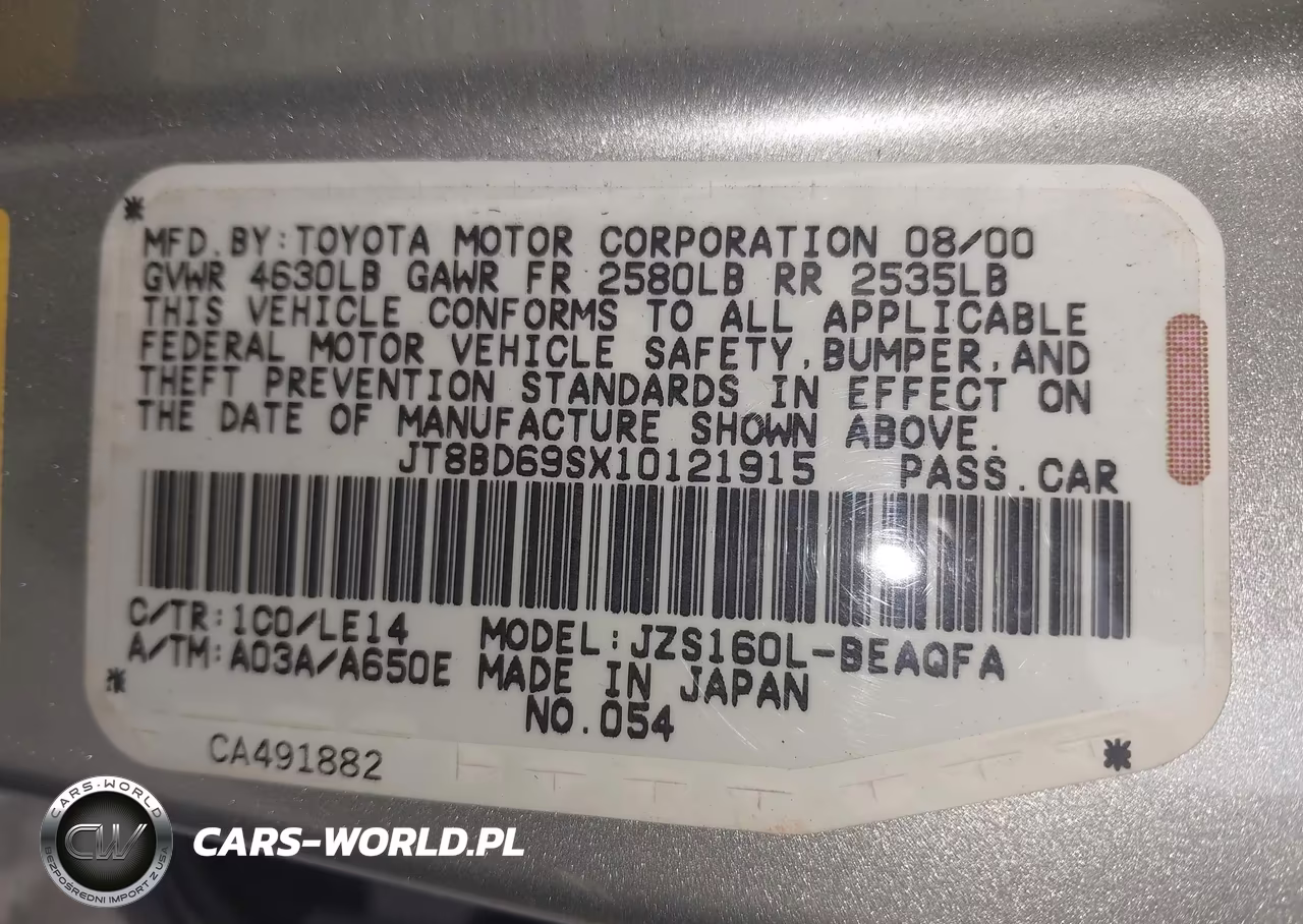 2001 Lexus Gs 300 VIN:JT8BD69SX10121915 - 9