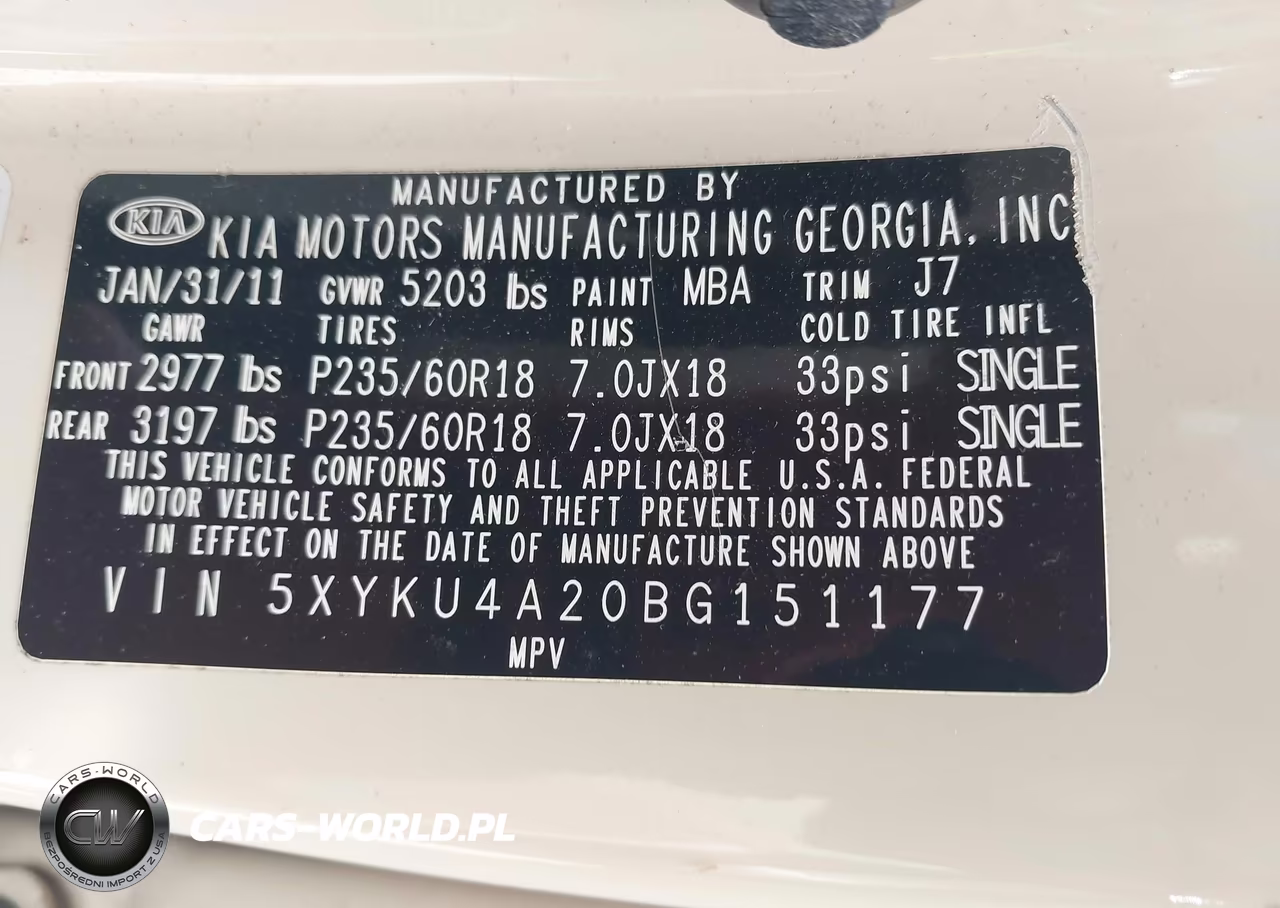 2011 Kia Sorento Ex V6 VIN:5XYKU4A20BG151177 - 9