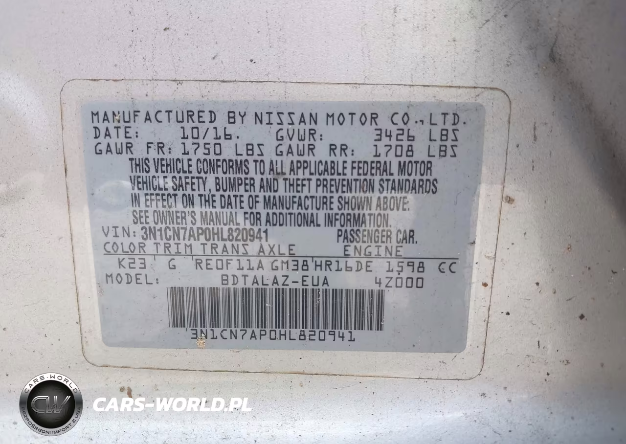 2017 Nissan Versa 1.6 S+ VIN:3N1CN7AP0HL820941 - 9