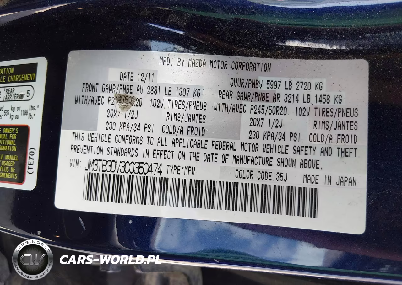 2012 Mazda Cx-9 Grand Touring VIN:JM3TB3DV3C0350474 - 9