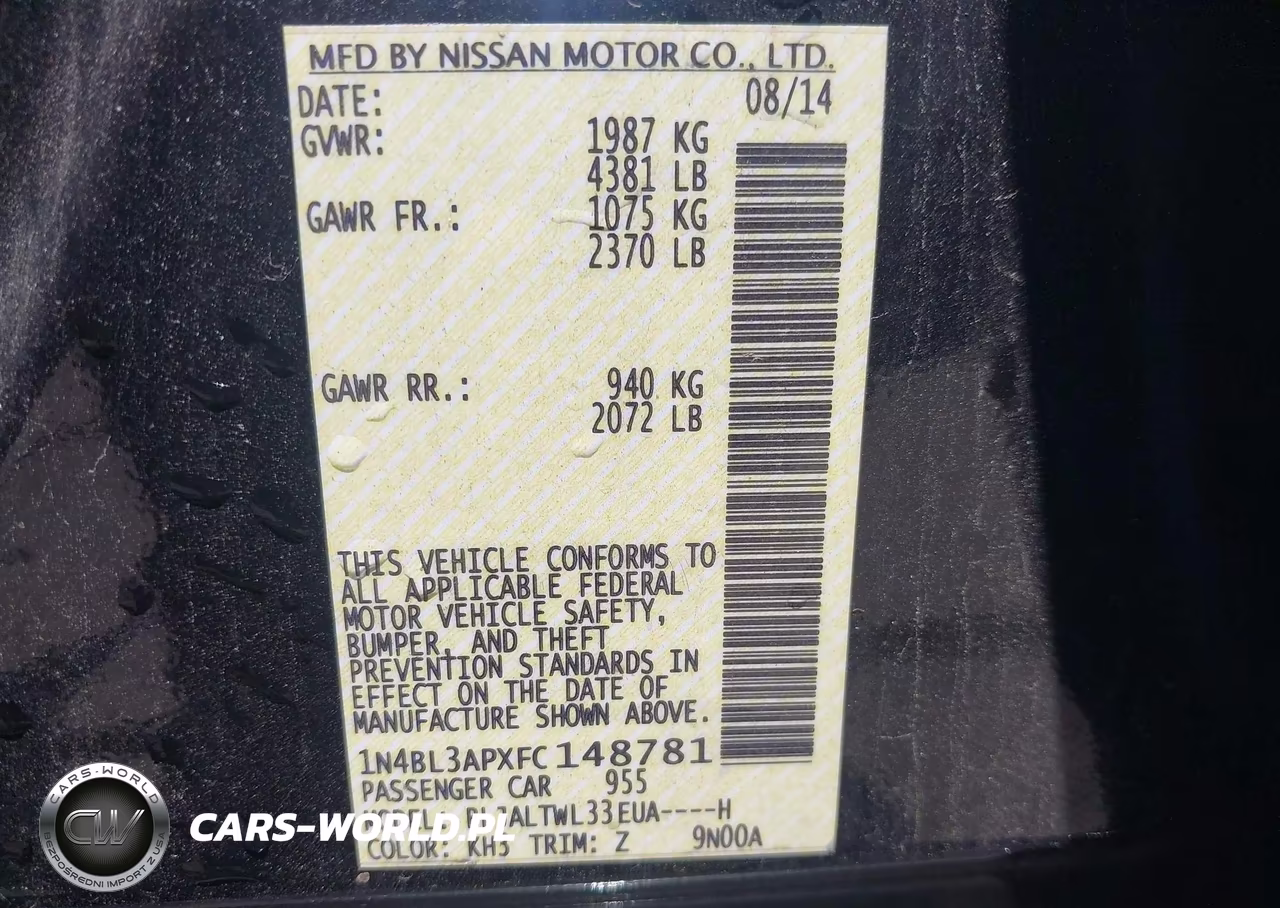 2015 Nissan Altima 3.5 Sl VIN:1N4BL3APXFC148781 - 9
