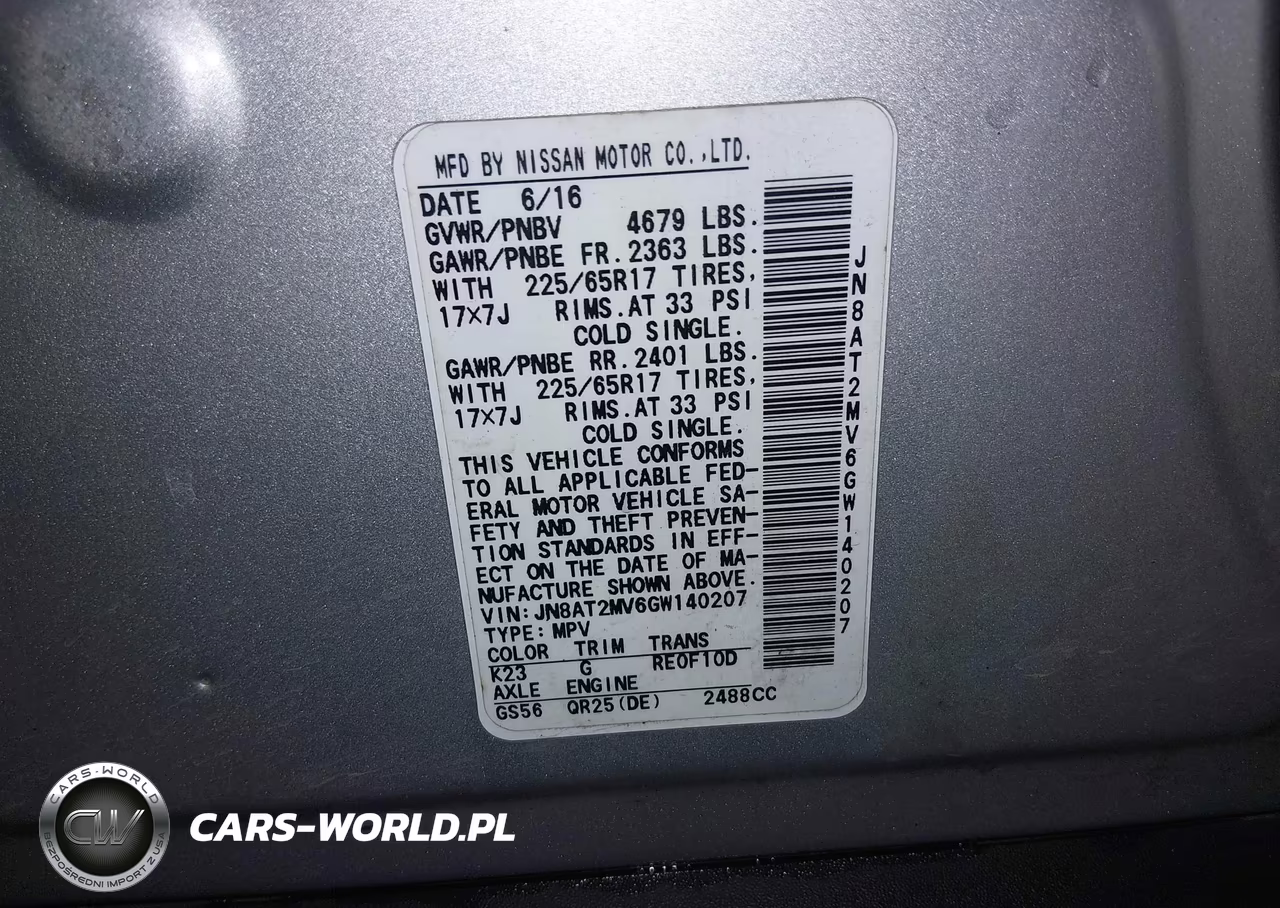 2016 Nissan Rogue S VIN:JN8AT2MV6GW140207 - 9
