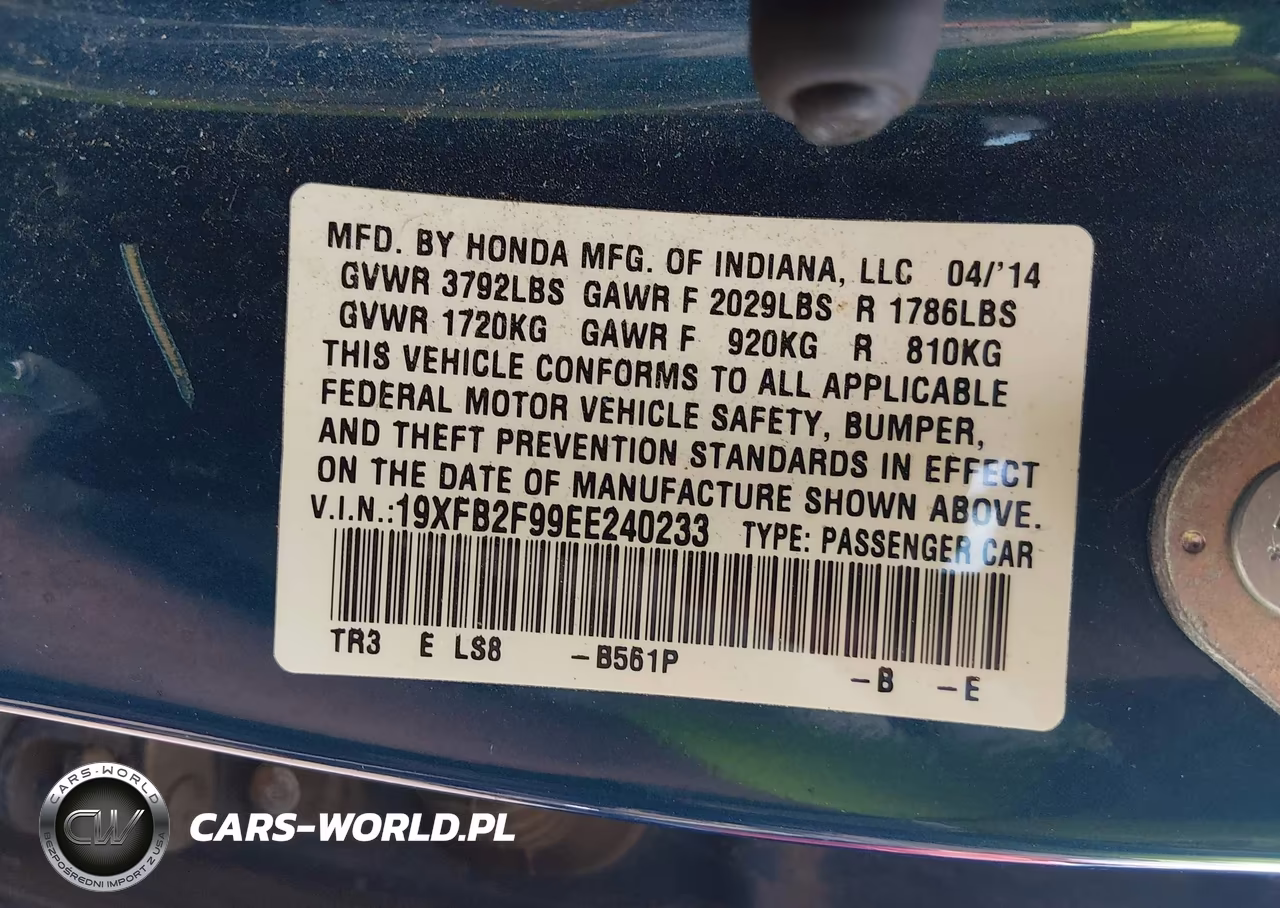 2014 Honda Civic Ex-L VIN:19XFB2F99EE240233 - 9