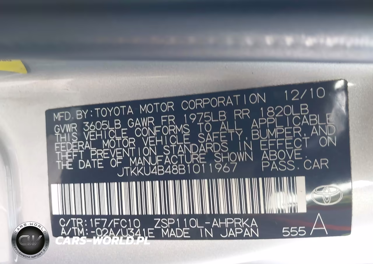 2011 Scion Xd VIN:JTKKU4B48B1011967 - 9