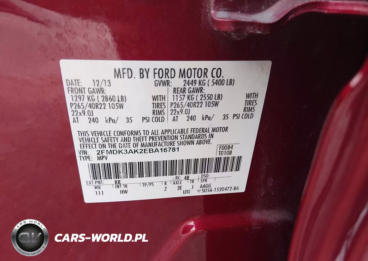 2014 Ford Edge Sport VIN:2FMDK3AK2EBA16781 - 9