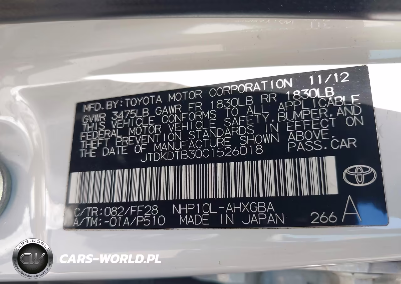 2012 Toyota Prius C Three VIN:JTDKDTB30C1526018 - 9