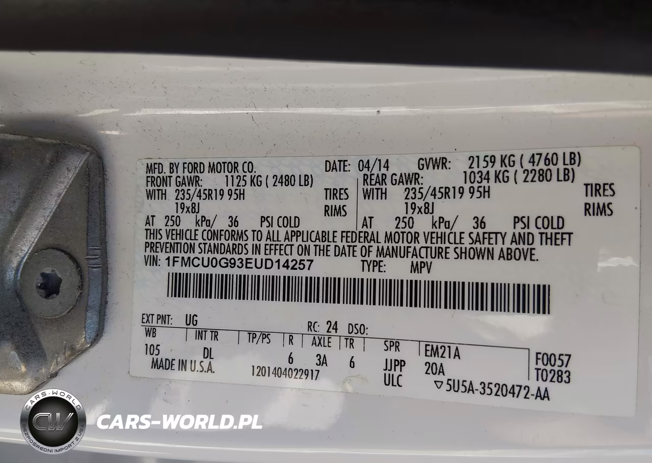 2014 Ford Escape Se VIN:1FMCU0G93EUD14257 - 9