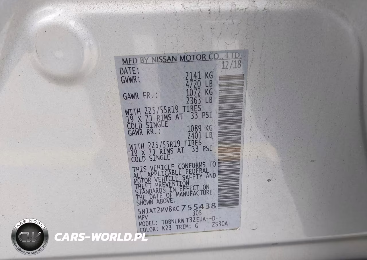 2019 Nissan Rogue Sl VIN:5N1AT2MV8KC755438 - 9