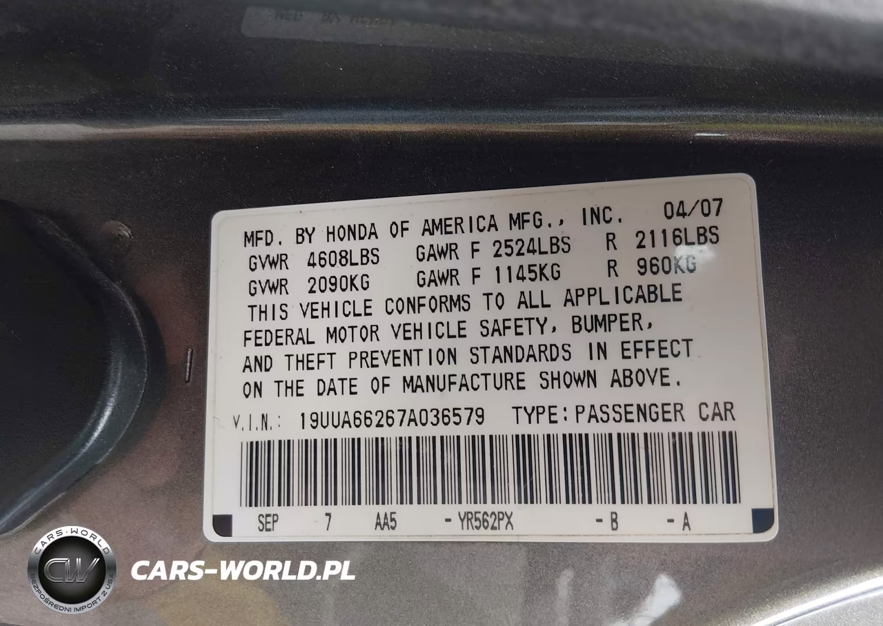2007 Acura Tl 3.2 VIN:19UUA66267A036579 - 9