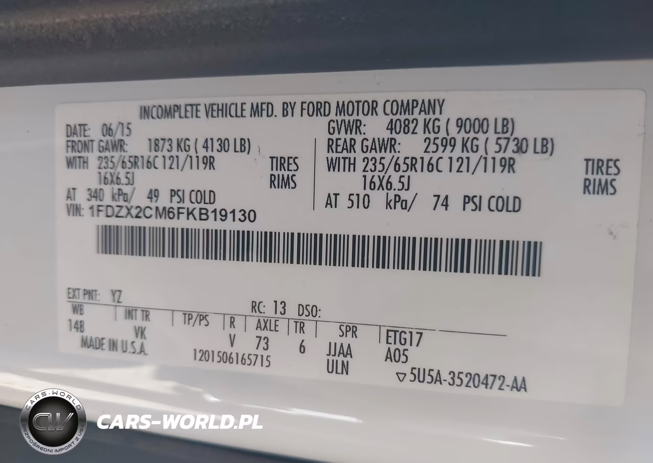 2015 Ford Transit-350 Xl-Xlt VIN:1FDZX2CM6FKB19130 - 9