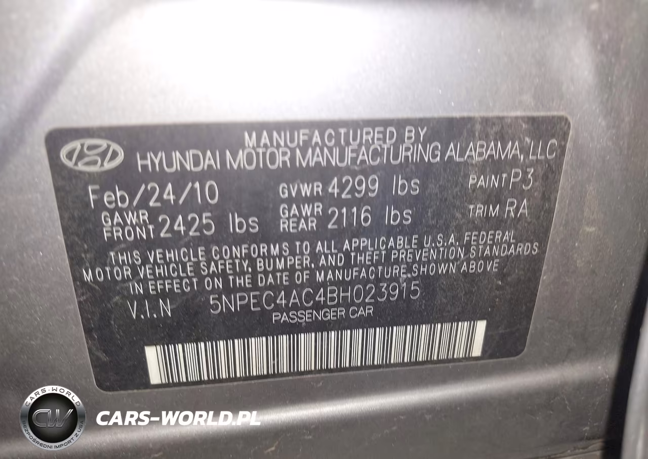 2011 Hyundai Sonata Se VIN:5NPEC4AC4BH023915 - 9