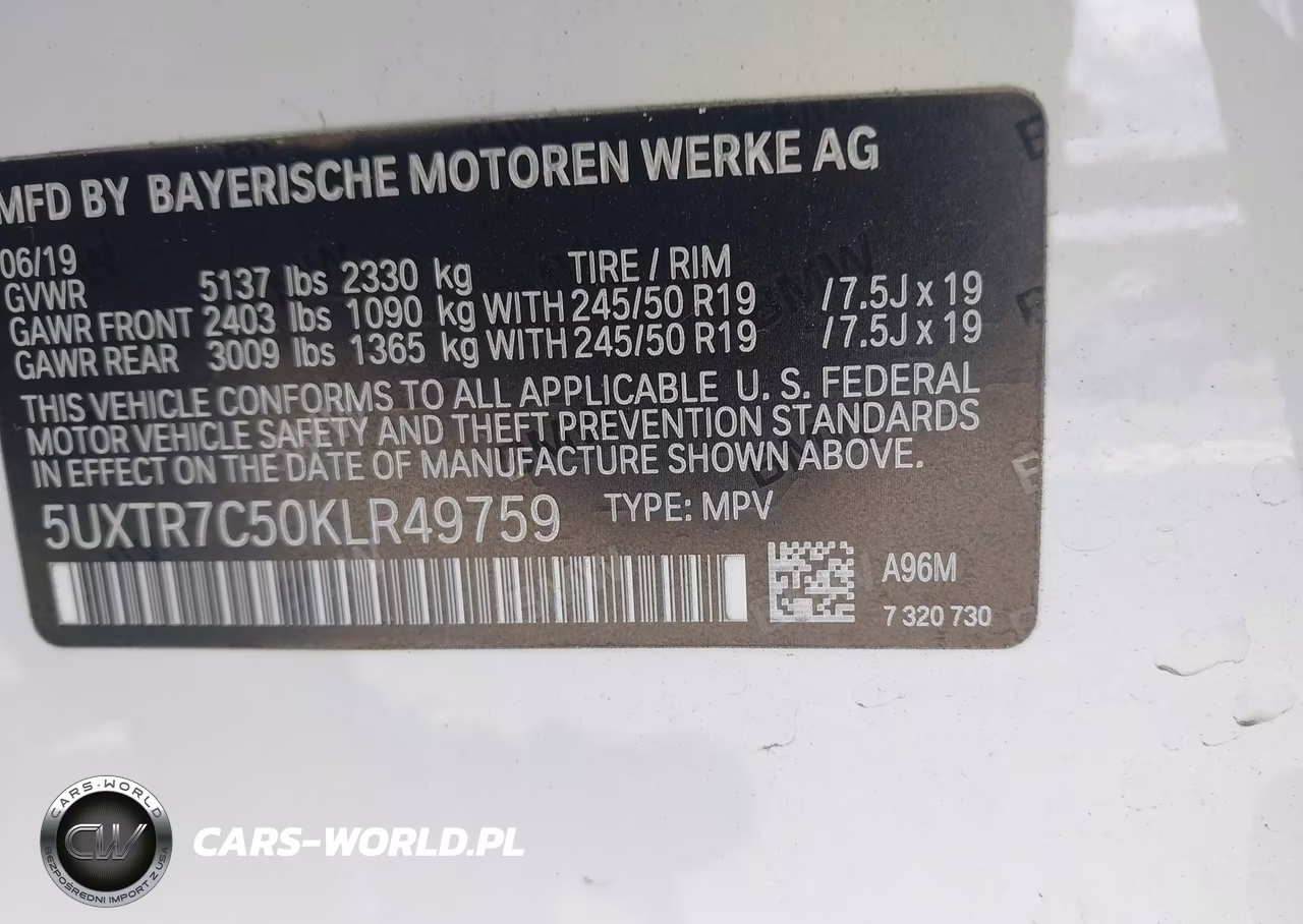 2019 BMW X3 Sdrive30I VIN:5UXTR7C50KLR49759 - 9