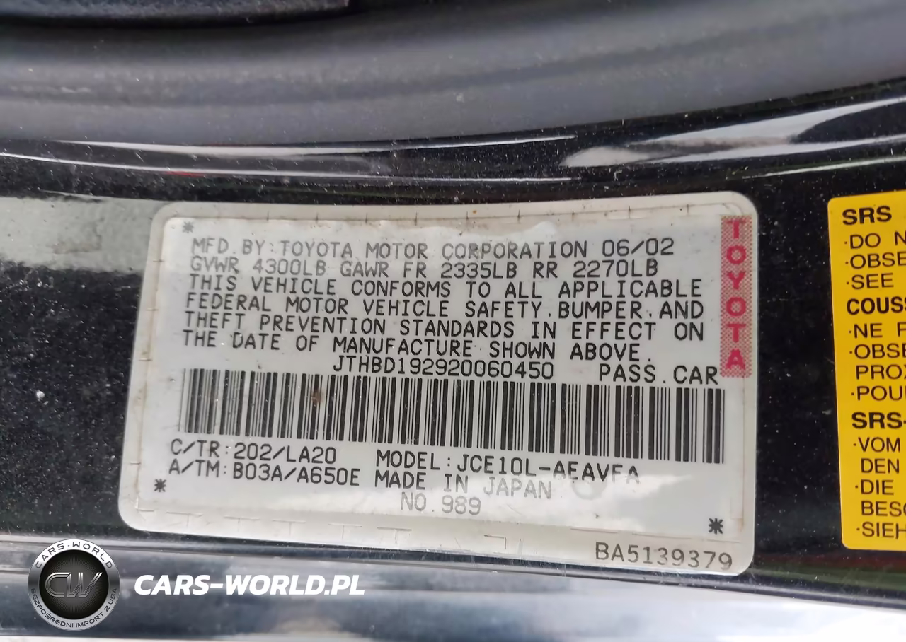 2002 Lexus Is 300 VIN:JTHBD192920060450 - 9