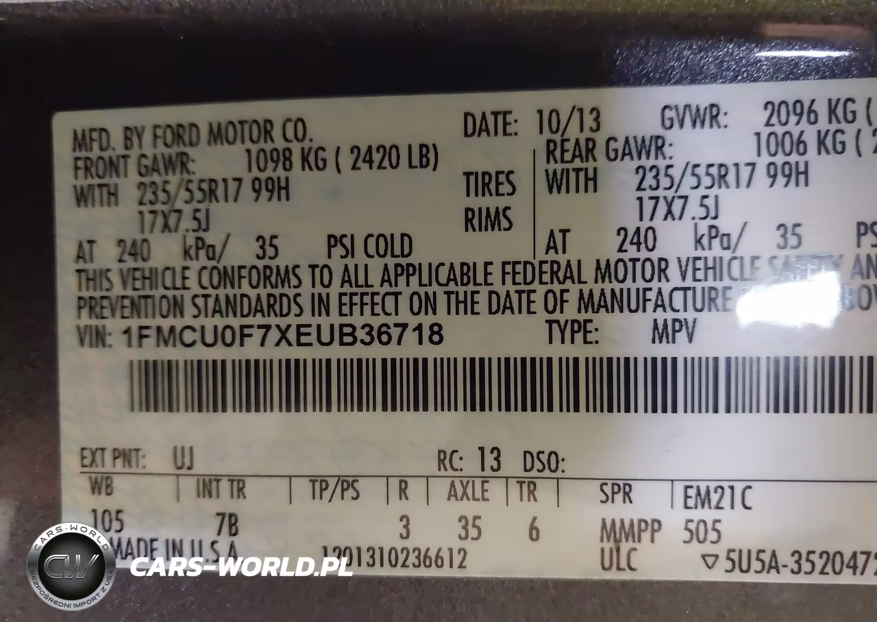 2014 Ford Escape S VIN:1FMCU0F7XEUB36718 - 9