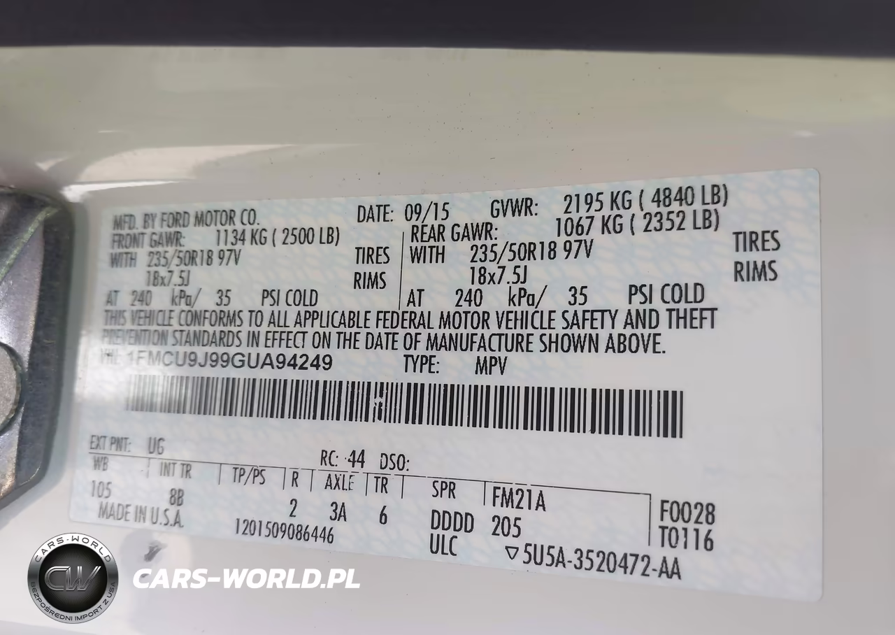 2016 Ford Escape Titanium VIN:1FMCU9J99GUA94249 - 9