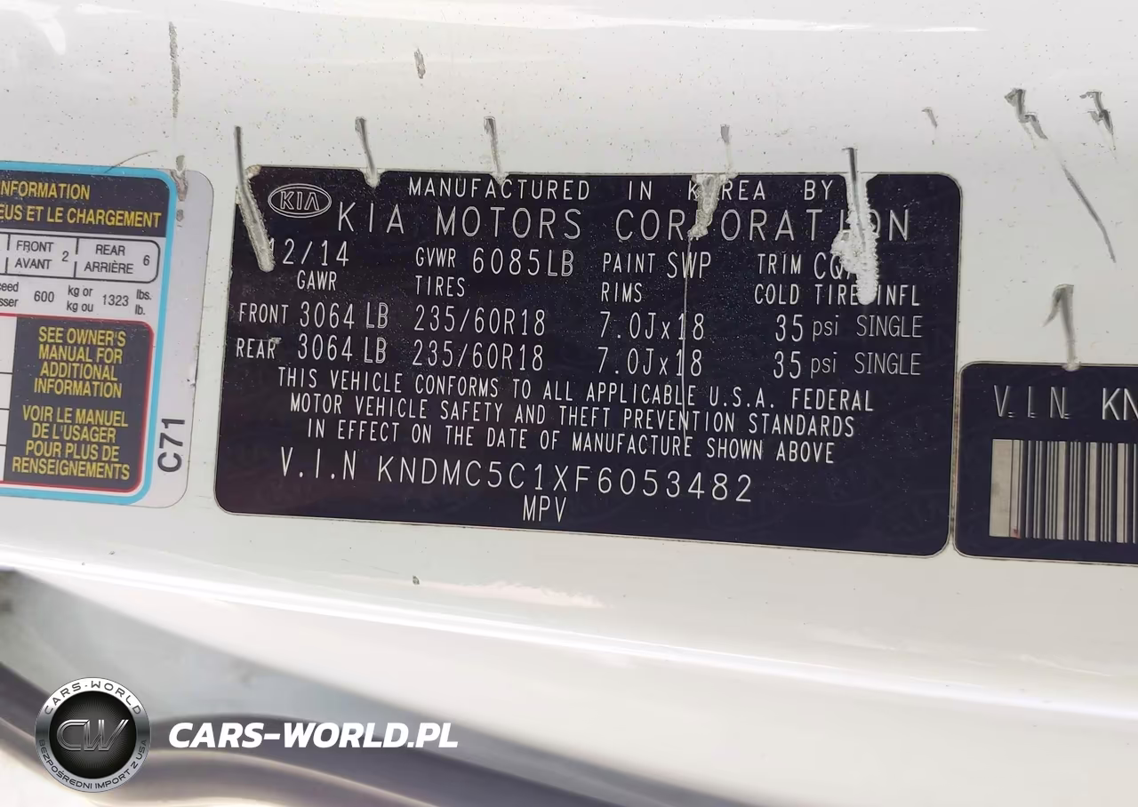 2015 Kia Sedona Ex VIN:KNDMC5C1XF6053482 - 9
