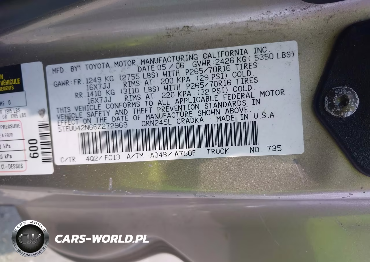 2006 Toyota Tacoma Base V6 VIN:5TEUU42N66Z272969 - 9