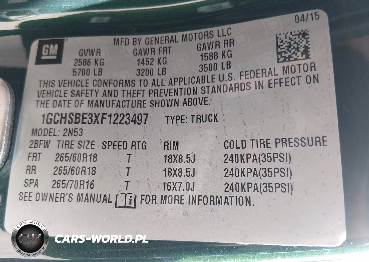 2015 Chevrolet Colorado 2Wd Lt VIN:1GCHSBE3XF1223497 - 9
